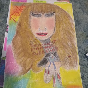 Taylor Swift picture from tortured poets department album done with pastels